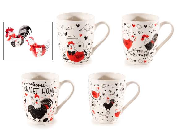 Mug en porcelaine de 300 ml avec des poules